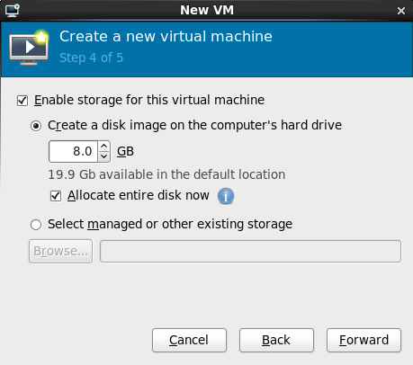 The Create a new virtual machine window - Step 4